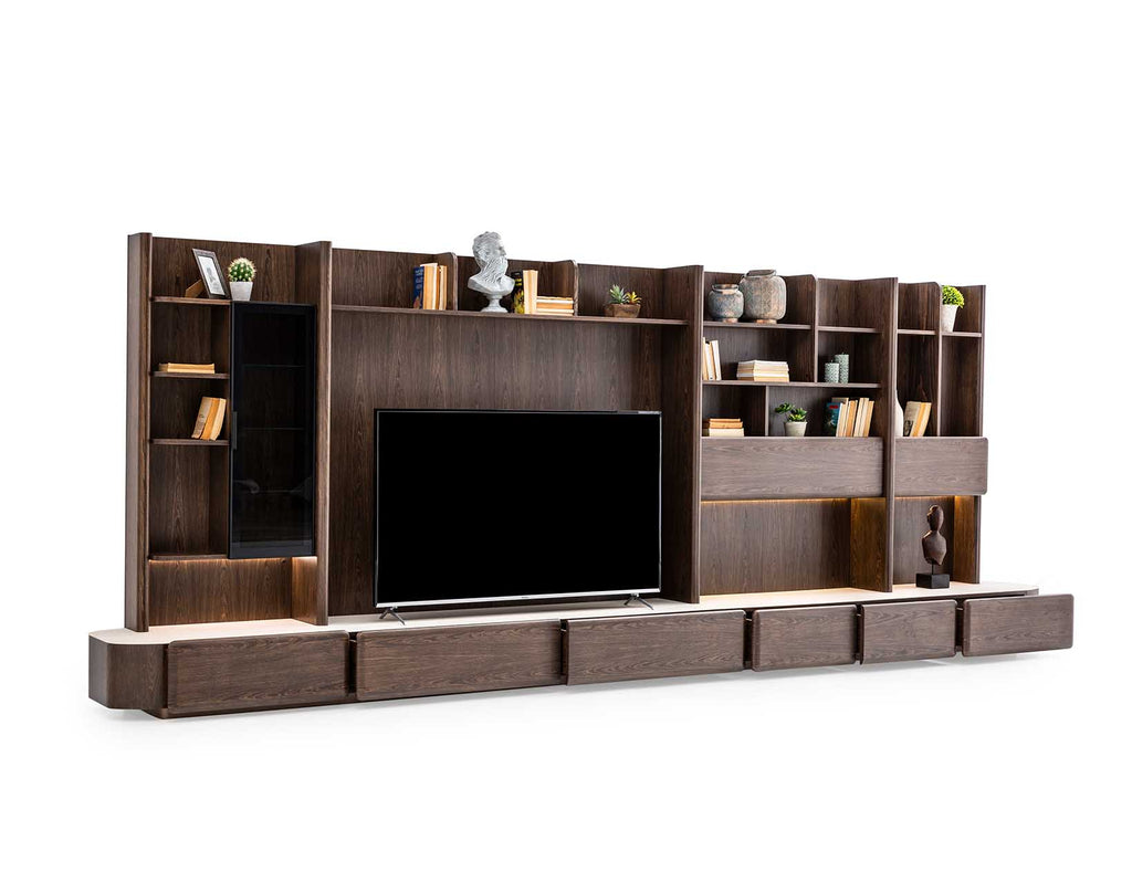Helios Kitaplıklı TV Ünitesi Geniş