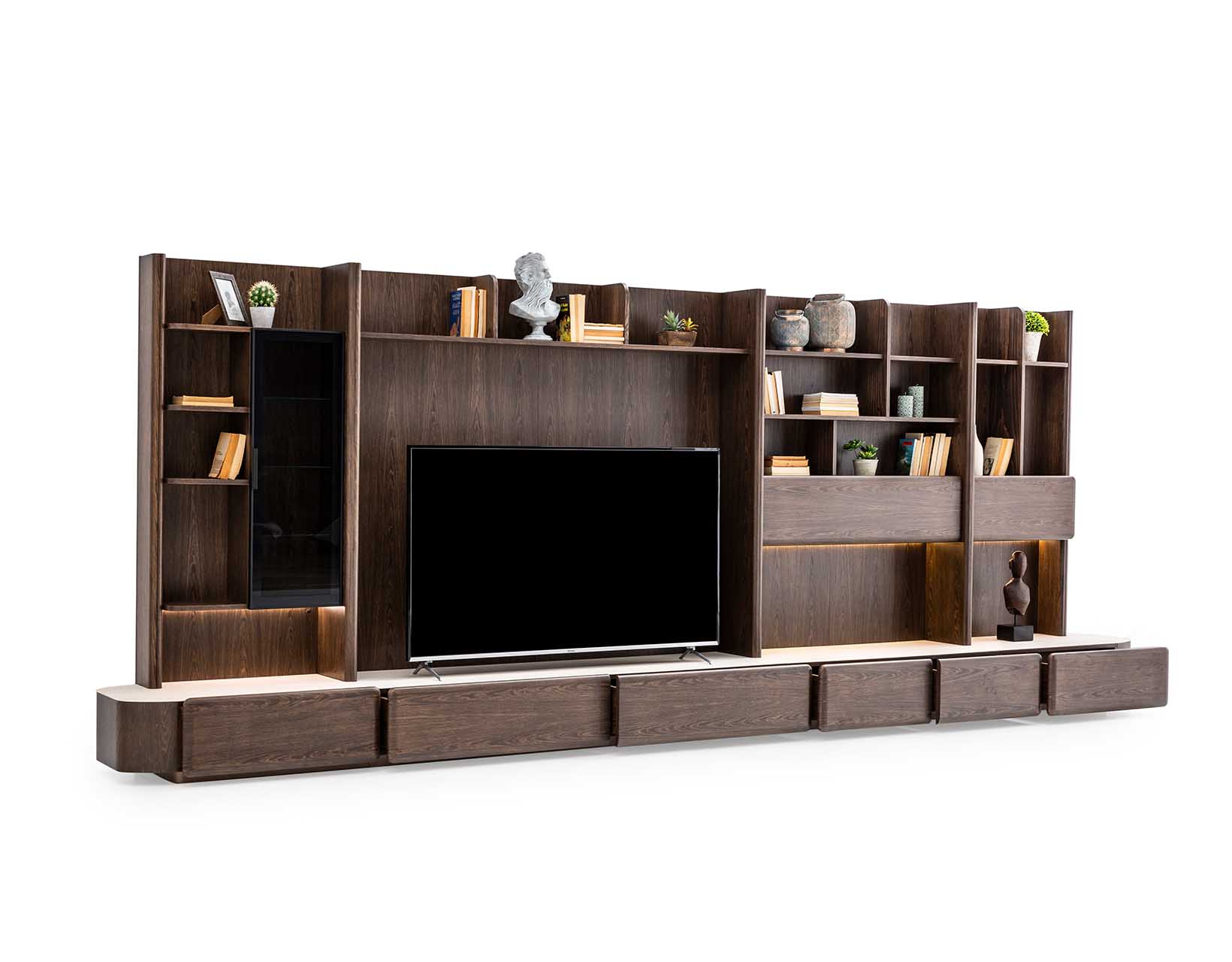Helios Kitaplıklı TV Ünitesi Geniş