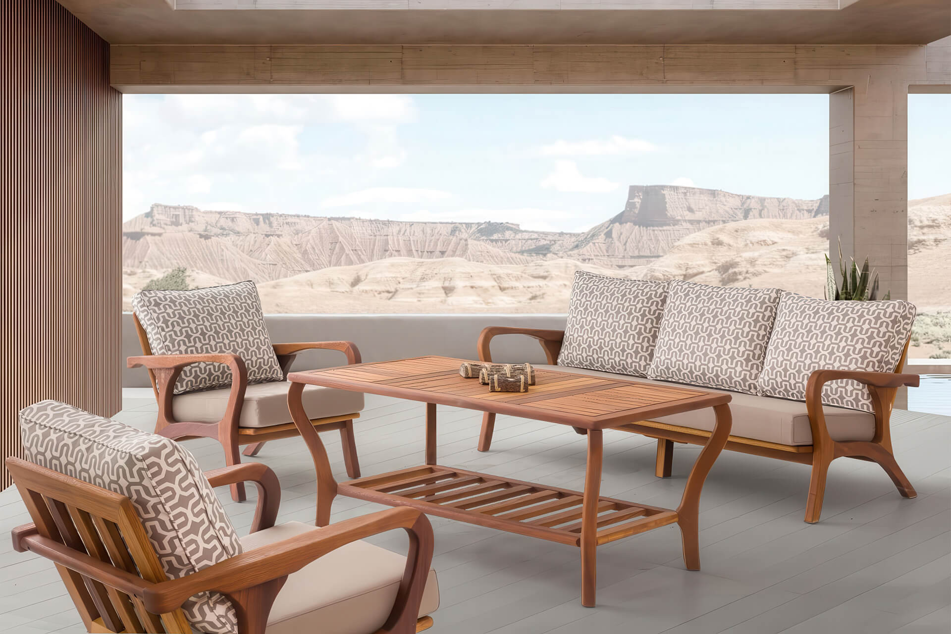 Loca Walnut Bahçe Koltuk Takımı