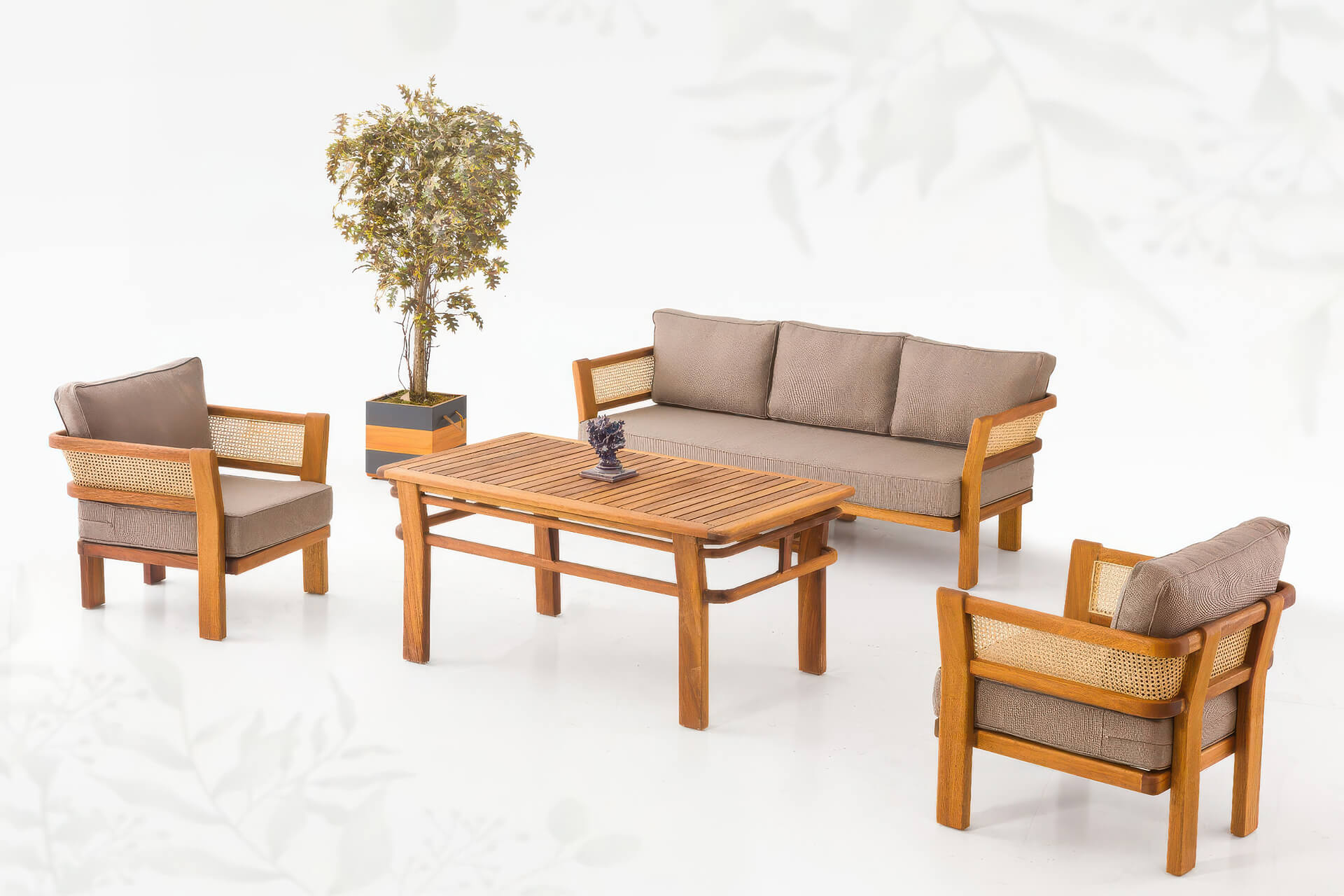 Trio Walnut Bahçe Koltuk Takımı