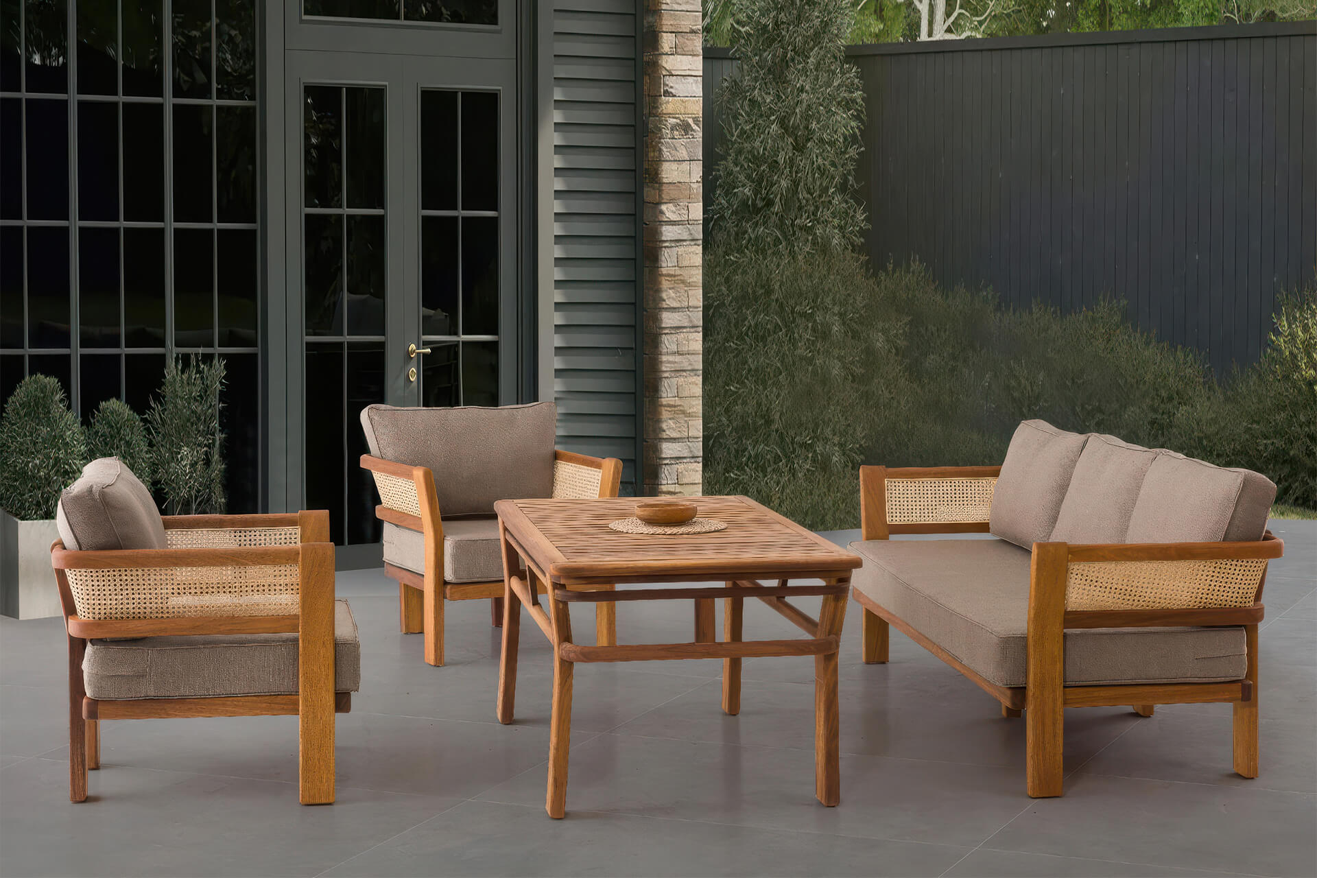 Trio Walnut Bahçe Koltuk Takımı