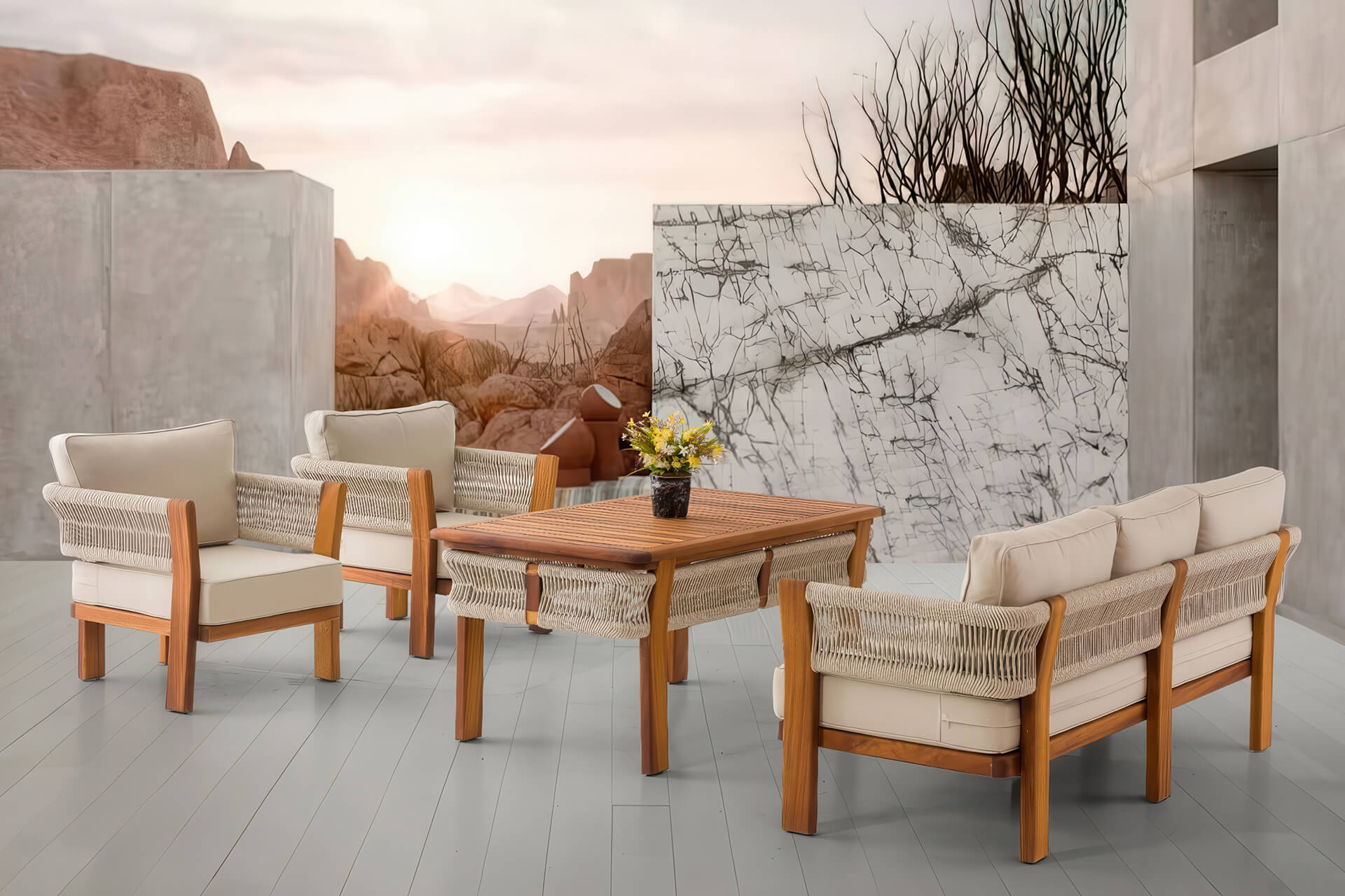 Vagon Walnut Bahçe Koltuk Takımı