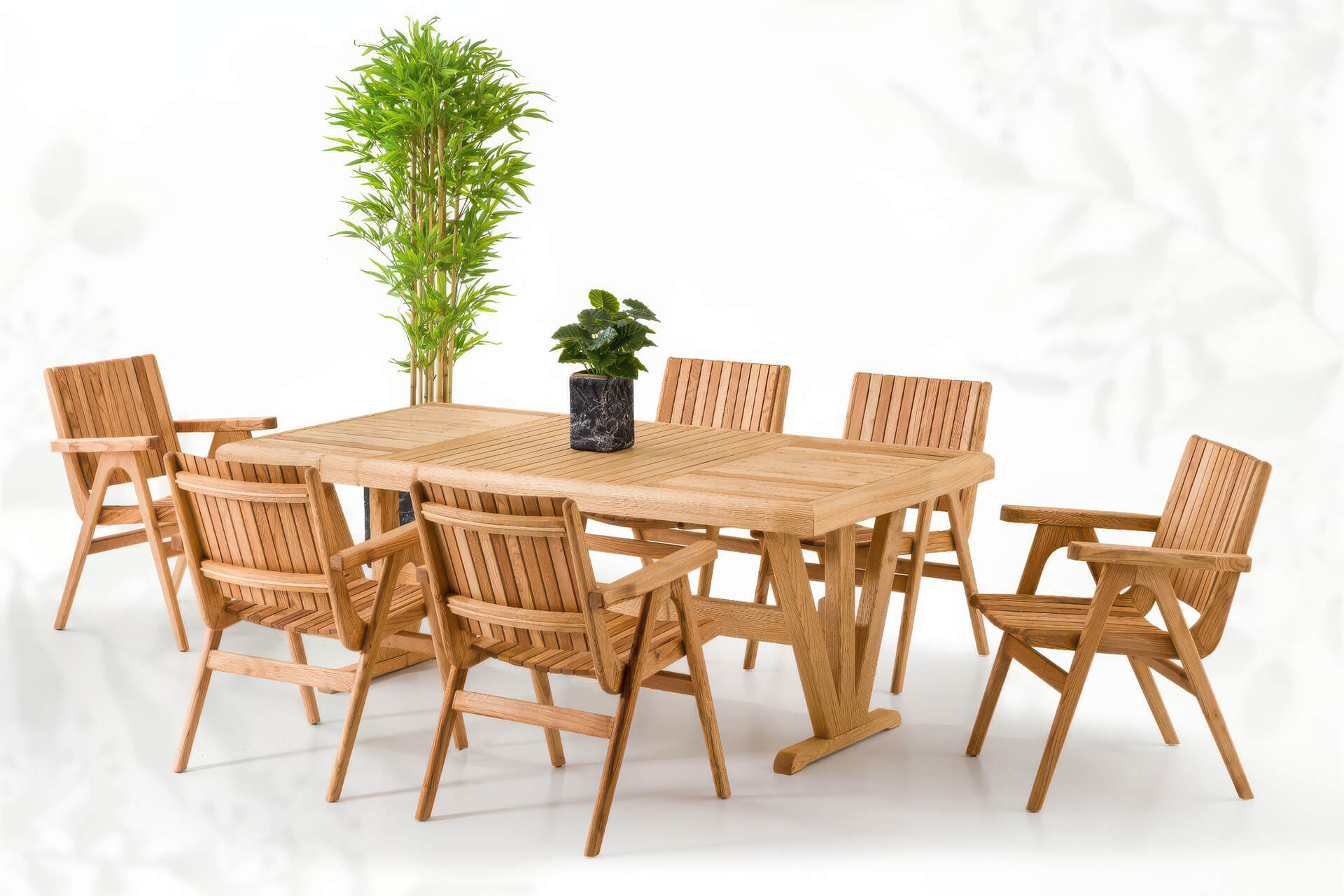 Large Natural Bahçe Yemek Takımı